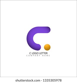 C minimal initial logo letter template vector - Vector