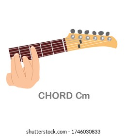 C Minor chord guitar for beginners vector. Chord minor guitar. Vector flat illustration
