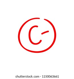 C minus examination result grade red latter mark