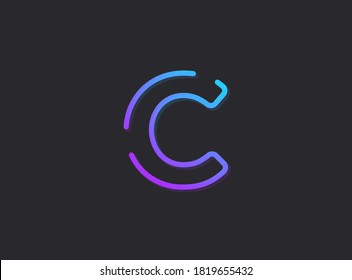 C, modern gradient letter. Trendy, dynamic creative style design. For logo, brand label, design elements, application and more. Isolated vector illustration