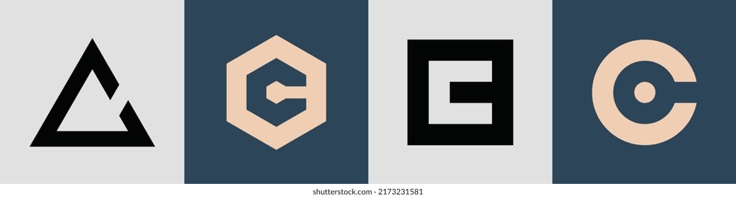C modern initial letter logo design vector bundle. It will be suitable for which company or brand name start those initial.