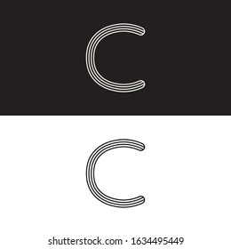 C Modern Minimal Mutiple Line Art Logo Sign Symbol Alphabet. Design Vector Graphic EPS10