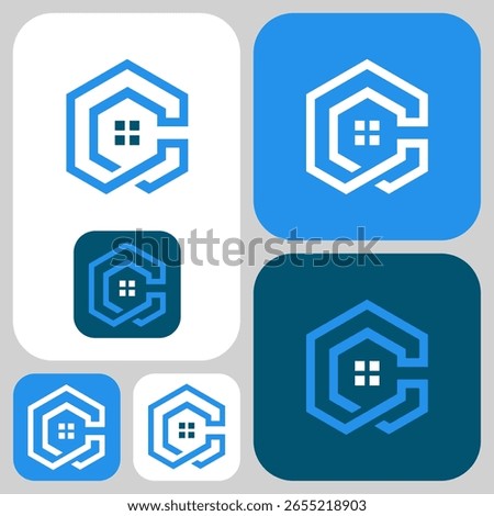 C monoline sophisticated letter logo form house, home, real estate symbol combines luxury, simplicity, and maturity. Perfect for real estate companies.