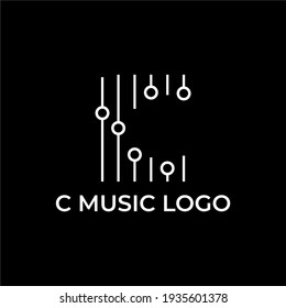 C Music Logo Design Vector