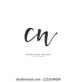 C N CN Initial letter handwriting and  signature logo concept design
