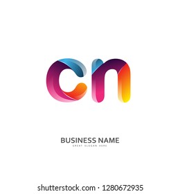 C N CN Logo Letter Design Vector colorful glossy color. Design Template