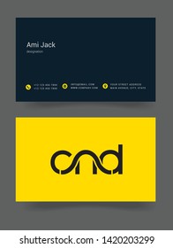 C N D letters joint logo design vector with business card template