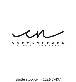 C N Initial handwriting logo vector