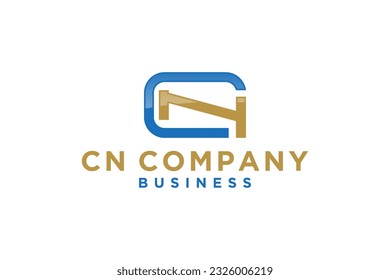 C N initial letter logo design shape element business company font typography vector template
