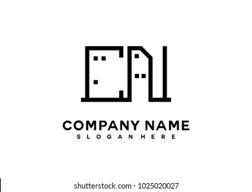 C N initial logo template vector