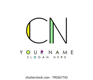 C & N initial minimalist logo template vector