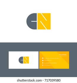 C N joint logo bold letter design template with business card