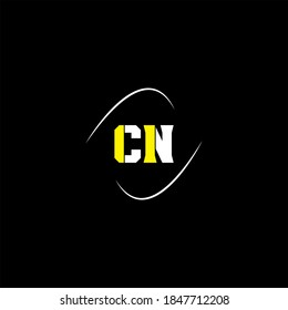 C N letter logo abstract design on black color background, cn monogram