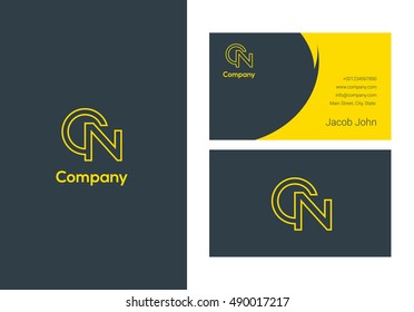 C & N Letter logo design with Business Card template