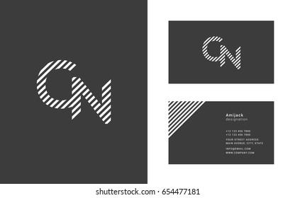 C N line joint logo letter with business card template