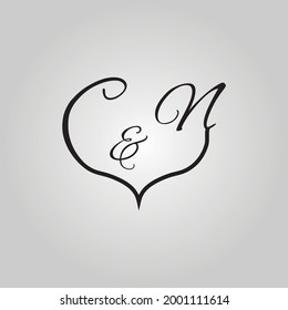 c and n logo design vector icon symbols. Typography, creative and modern logos. Letter, symbol, romantic, wedding decoration, heart, and love shape design. Creative monogram logo design.