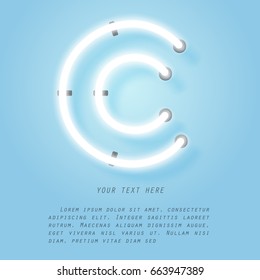 C, neon and alphabet lettering, vector art and illustration.