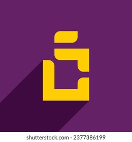 C VECTOR DE LOGOTIPO DE MANO AGRADABLE EN AMARILLO CON FONDO PURPLE