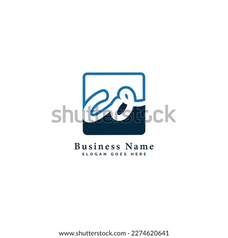 C, O, CO Initial letter handwritten and signature vector image template in square shape logo Foto stock © 