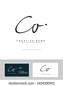 C O CO initial logo signature vector. Handwriting concept logo.