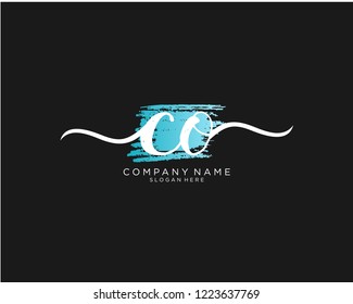 C O Initial handwriting logo vector