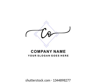 C O Initial Handwriting Logo Template