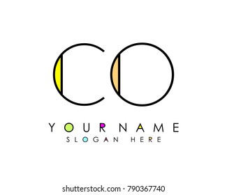 C & O initial minimalist logo template vector