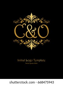 C & O initial wedding logo template vector