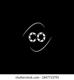 C O letter logo abstract design on black color background, co monogram