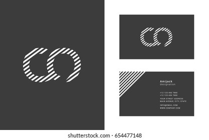 C O line joint logo letter with business card template