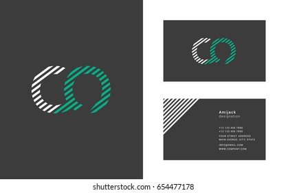 C O line joint logo letter with business card template