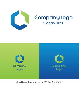 C I O Logo Corporate design logo Symbol. White Cross Sign Negative Space with Green Blue Circle isolated on White Background. Flat Vector Logo Design Template  Creative Modern Letters Vector Logo