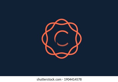 C orange monogram floral alphabet letter logo for company and business. Branding for corporate identity. Creative lettering icon for design