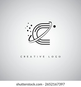C Orbit Monogram Logo – Futuristic Minimal Letter mark with Circular Line Art, Tech-Inspired Dots and Space Motion Concept for Modern Branding Identity