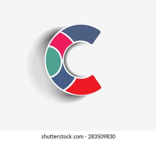 C origami icons. Design elements. Abstract logo icons