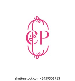 C P CP Beauty vector initial logo, handwriting logo of initial signature, wedding, fashion, jewelry, boutique, floral and botanical with creative template