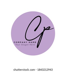 C P CP Erstmalige Handschrift und Logo der Unterschrift. Schönheit, Vektoranfängliches Logo .Mode, Boutique, Blumen und botanisch