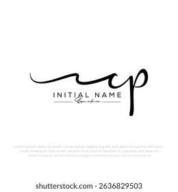 CP CP Letra inicial Escritura a mano y logotipo de la firma