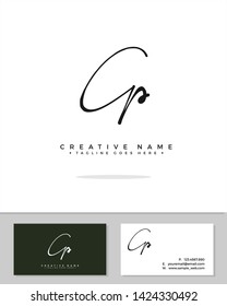 C P CP initial logo signature vector. Handwriting concept logo.