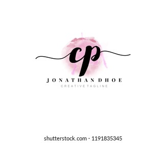 C P CP Initial watercolor logo on white background. Logo template vector