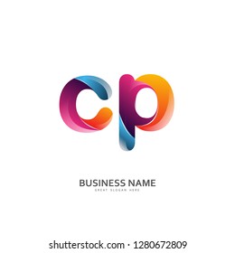 C P CP Logo Letter Design Vector colorful glossy color. Design Template