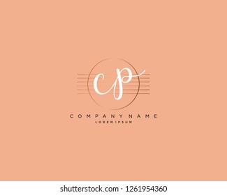 C P initial handwriting logo vector
