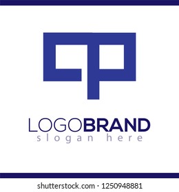 c p Initial Letter lowercase Linked logo icon vector