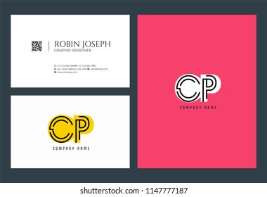 C & P Joint logo icon with business card vector template.