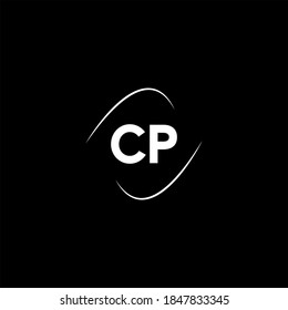 C P-Brief-Logo, kreatives Design auf schwarzem Hintergrund, p-Monogramm