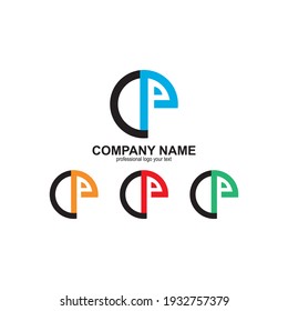 C P Diseño de icono vectorial de la plantilla de logotipo

