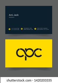 C P C letters joint logo design vector with business card template