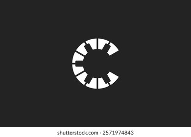 C piano logo made in negative space style