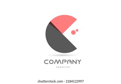 C puntos rosas geométricas letra del alfabeto icono del logotipo. Plantilla creativa para empresas y negocios