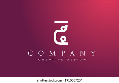 C pink white alphabet letter logo icon. Design for lettering and corporate identity. Elegant template with vintage abstract style